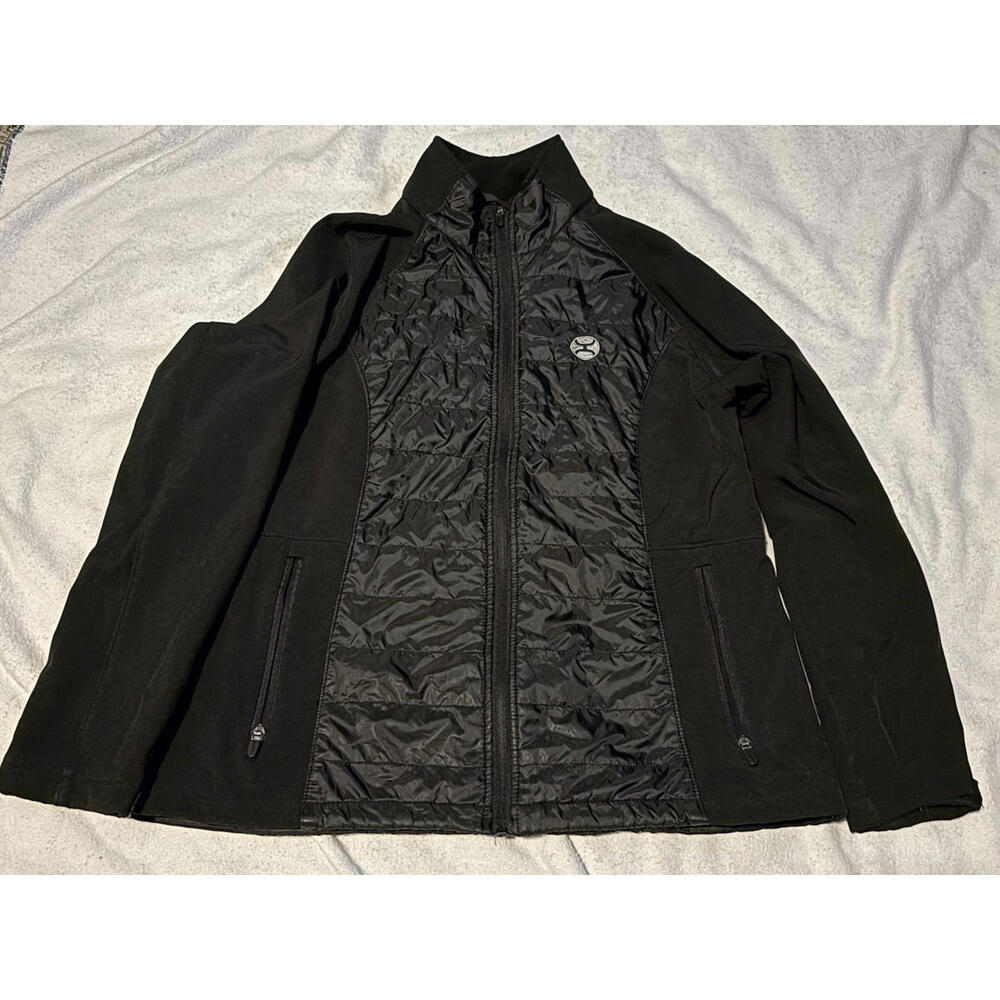 Hooey Jacket Women’s LARGE Black Full Zip Softshell Lightweight Quilted Body